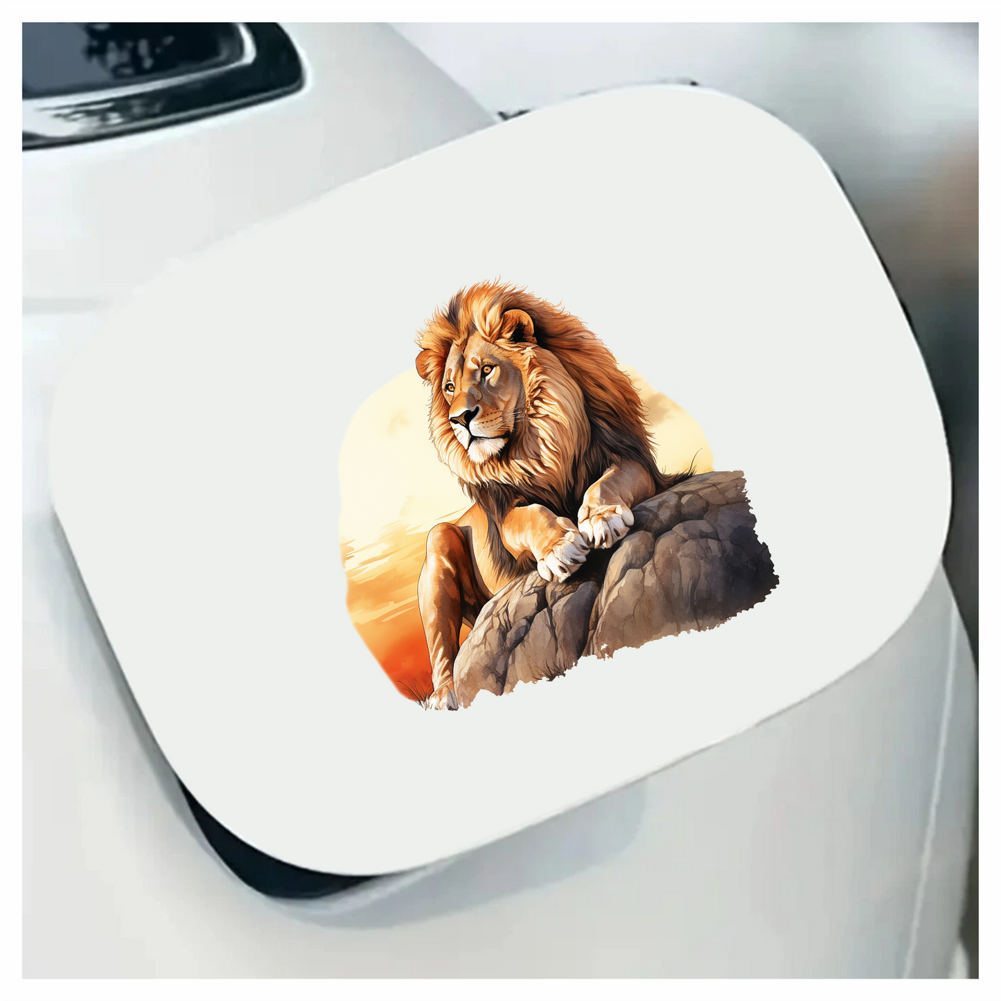Golden Lion Resting Rock Sunset Vinyl Sticker Decal