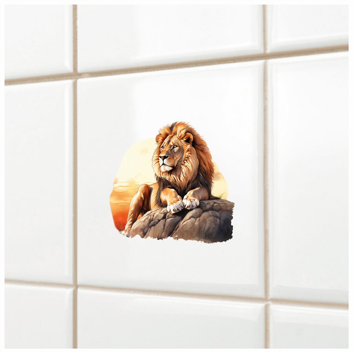 Golden Lion Resting Rock Sunset Vinyl Sticker Decal