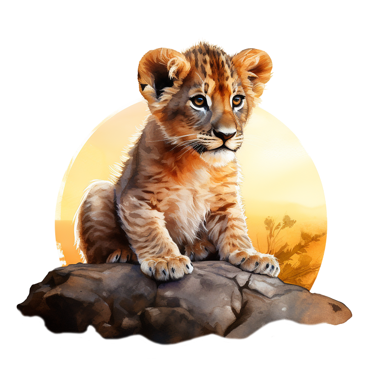Brown Lion Cub Rock Sunset Vinyl Sticker Decal