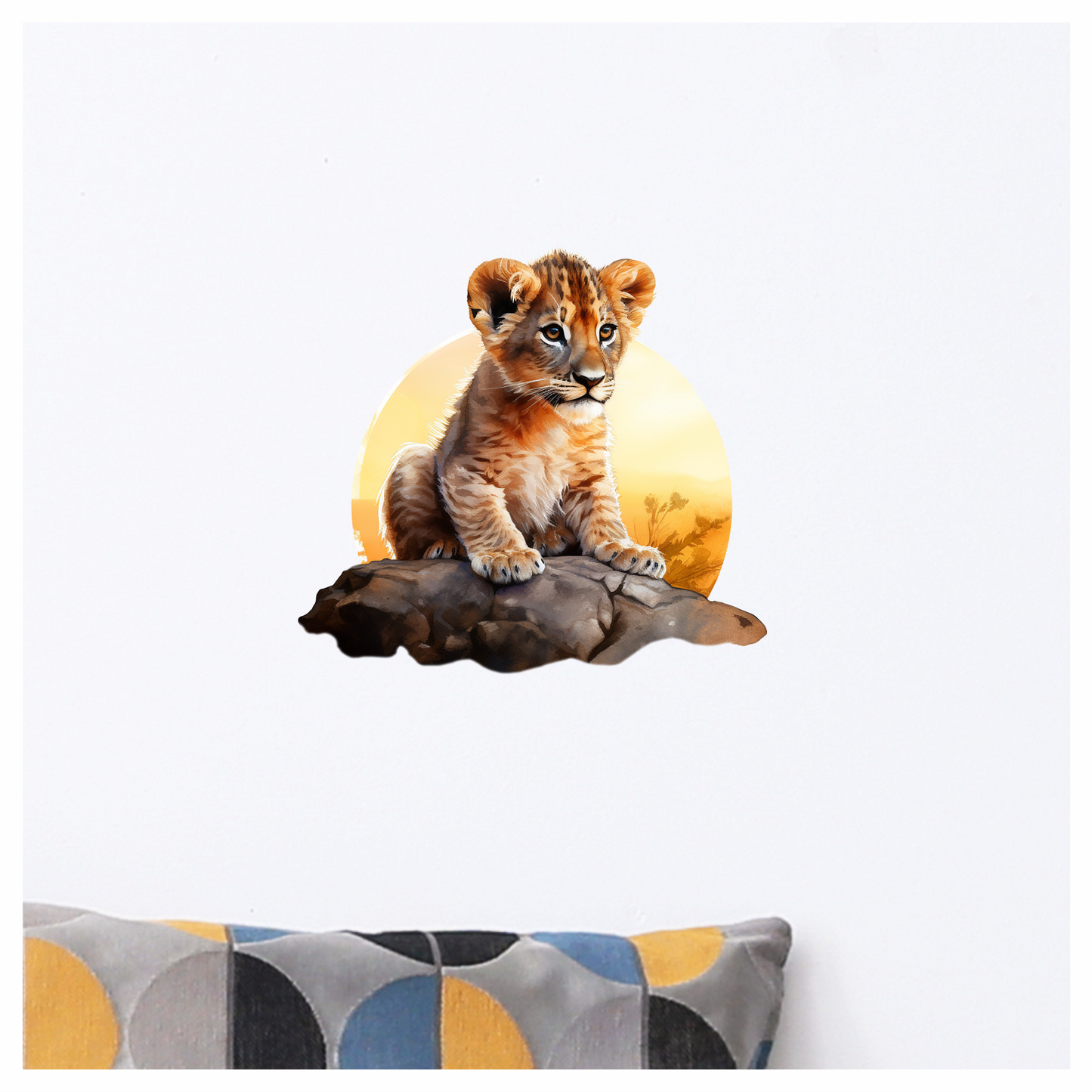 Brown Lion Cub Rock Sunset Vinyl Sticker Decal