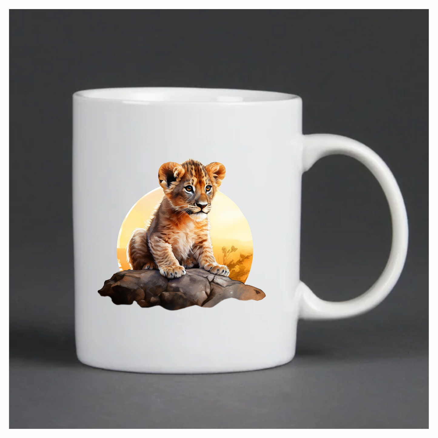 Brown Lion Cub Rock Sunset Vinyl Sticker Decal