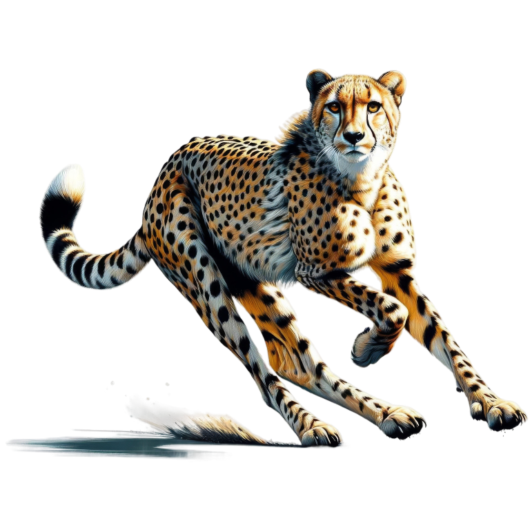 Golden Cheetah Running Fast On Ground Vinyl Sticker Decal