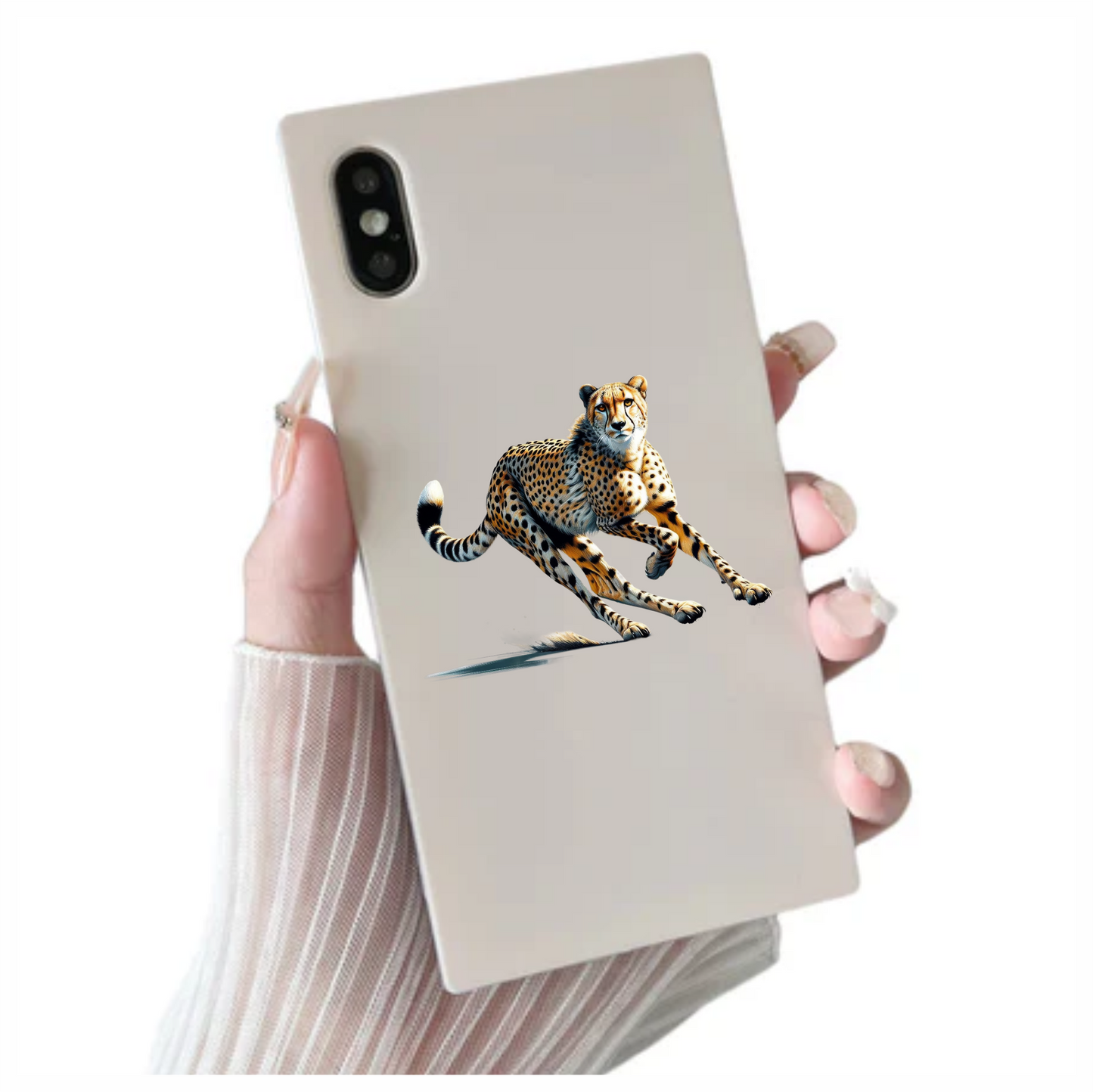 Golden Cheetah Running Fast On Ground Vinyl Sticker Decal