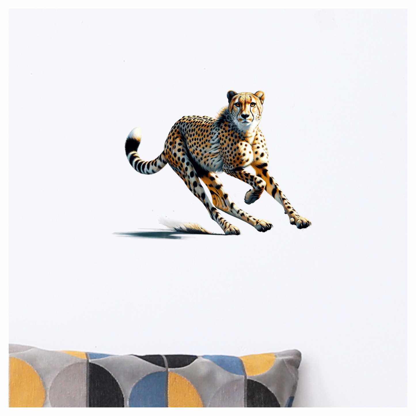 Golden Cheetah Running Fast On Ground Vinyl Sticker Decal