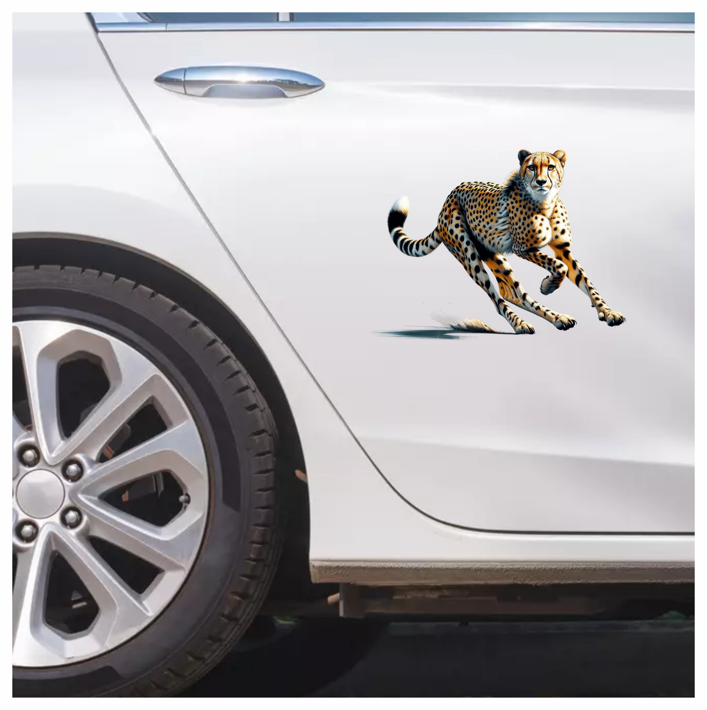 Golden Cheetah Running Fast On Ground Vinyl Sticker Decal