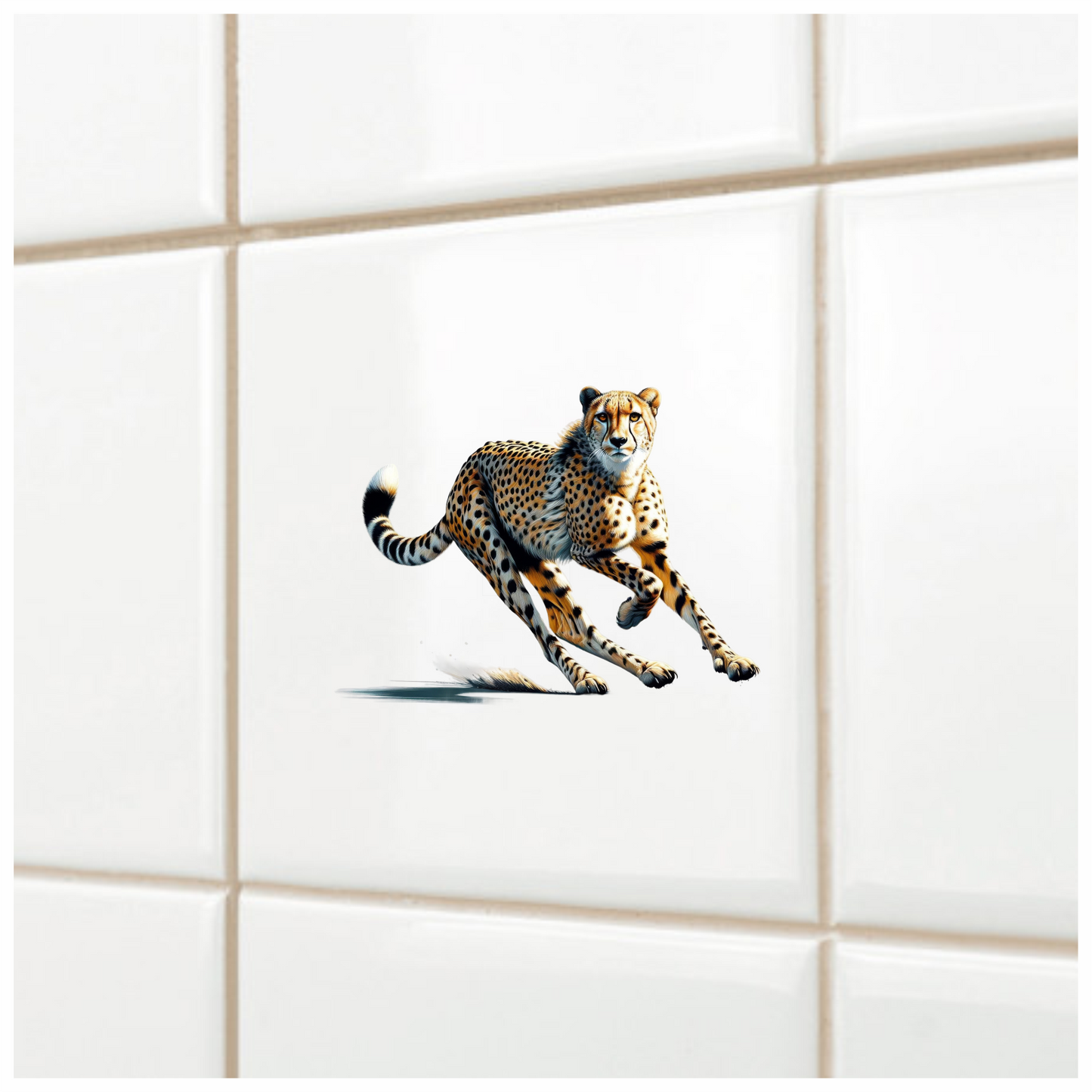 Golden Cheetah Running Fast On Ground Vinyl Sticker Decal