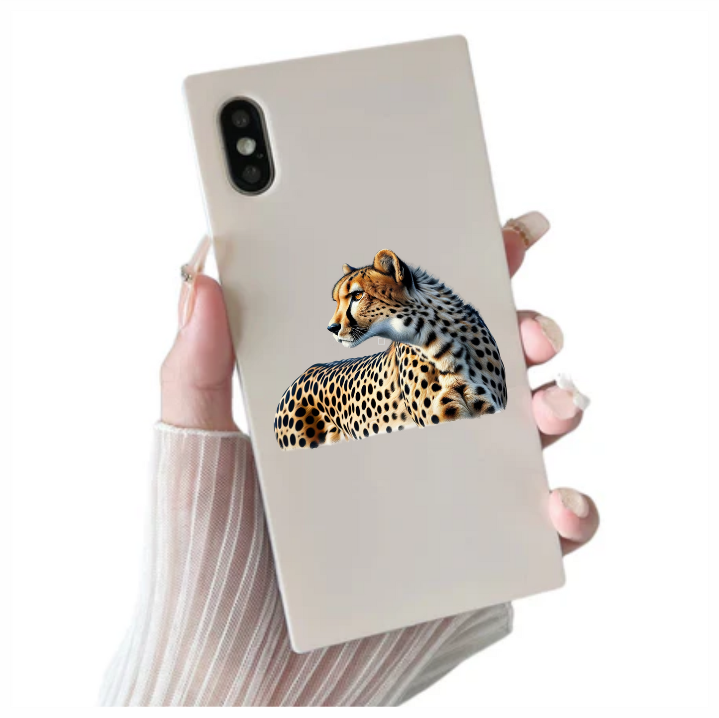 Golden Cheetah Resting Looking To Side Vinyl Sticker Decal