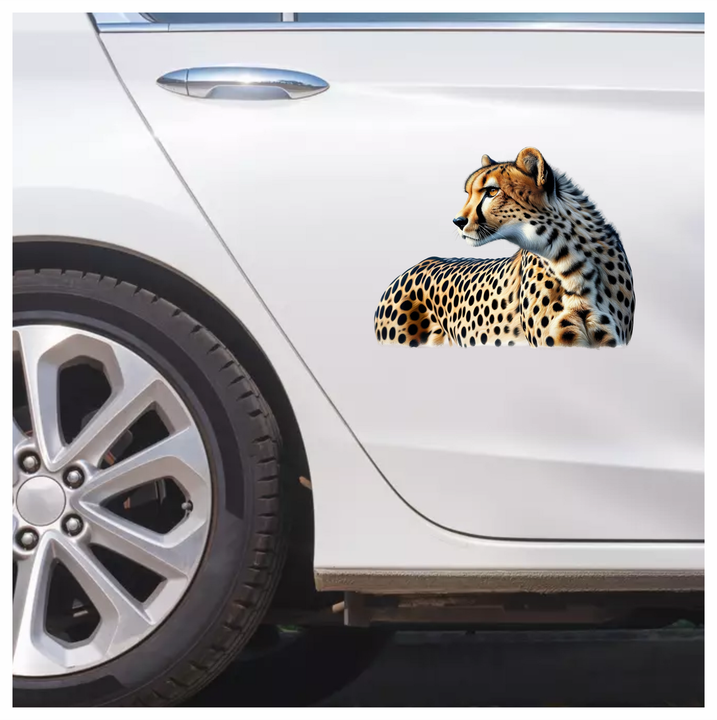 Golden Cheetah Resting Looking To Side Vinyl Sticker Decal