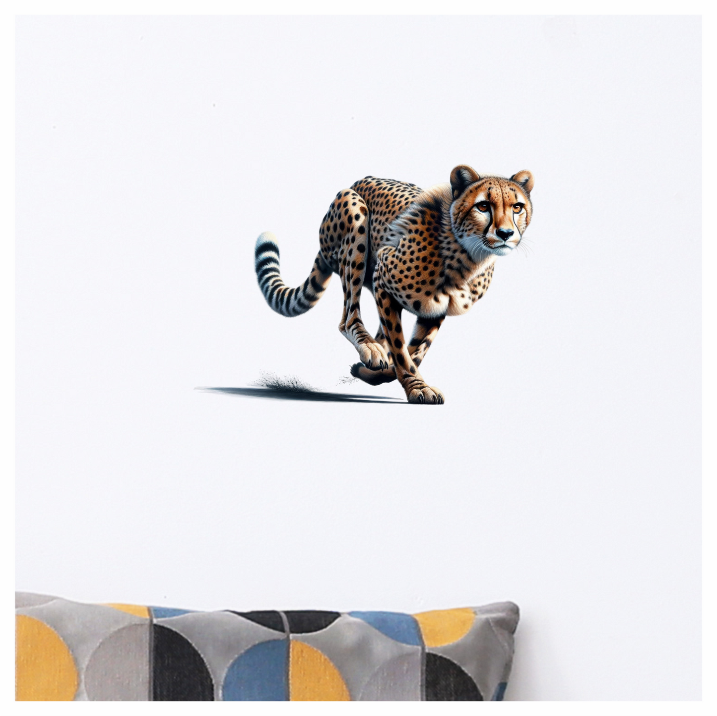 Golden Cheetah Running Fast On Ground Vinyl Sticker Decal