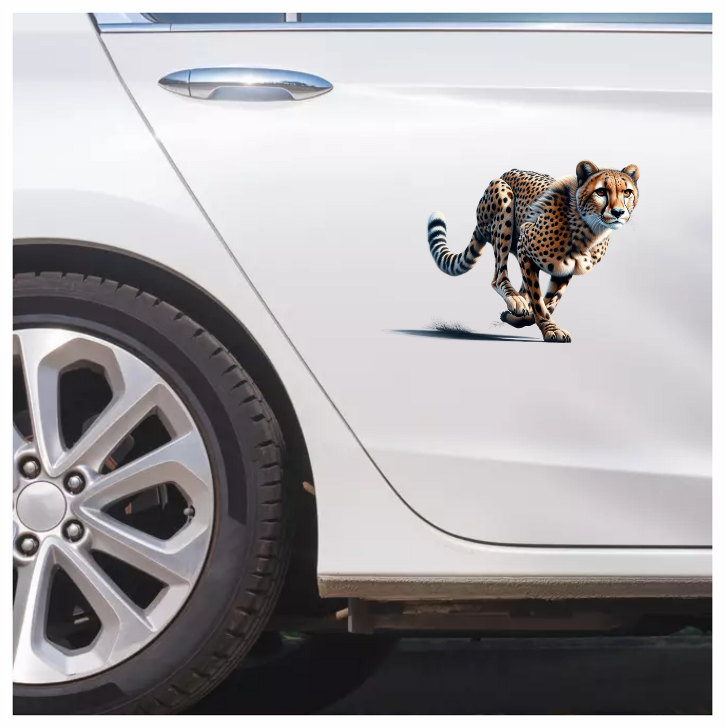 Golden Cheetah Running Fast On Ground Vinyl Sticker Decal