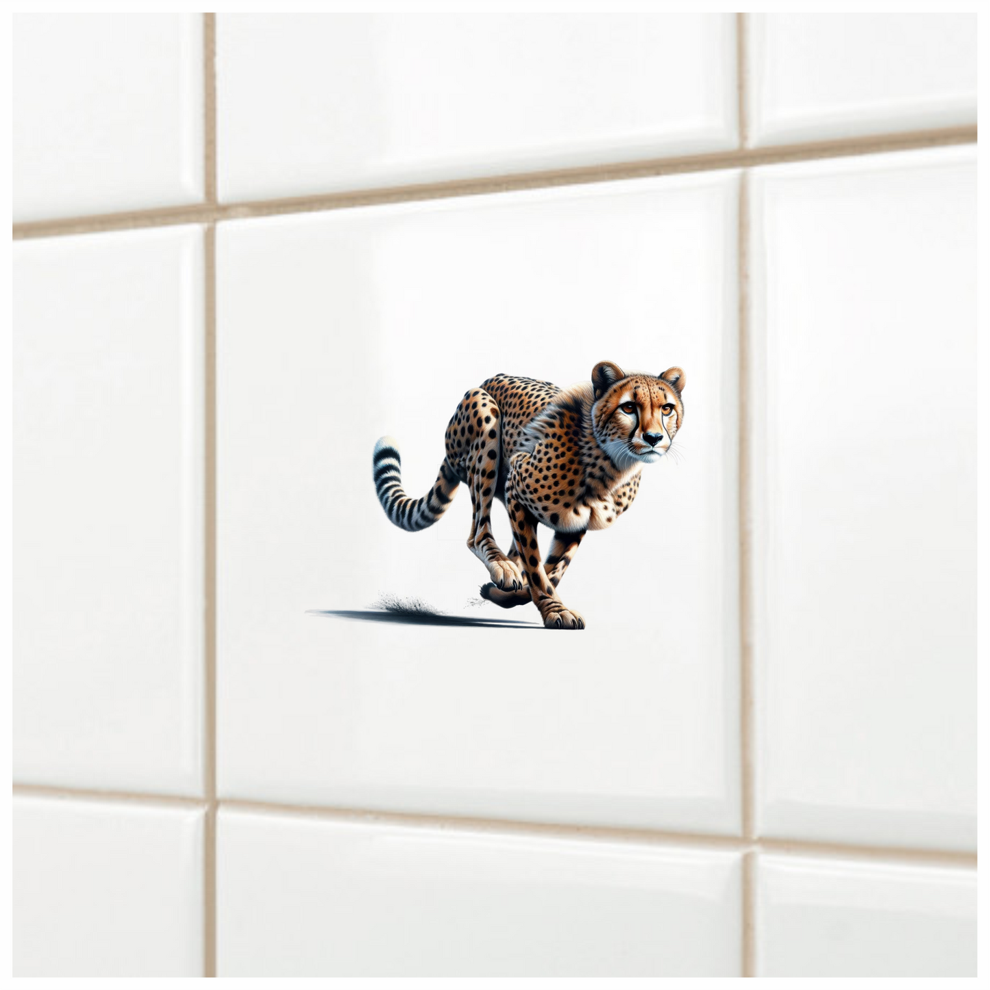 Golden Cheetah Running Fast On Ground Vinyl Sticker Decal