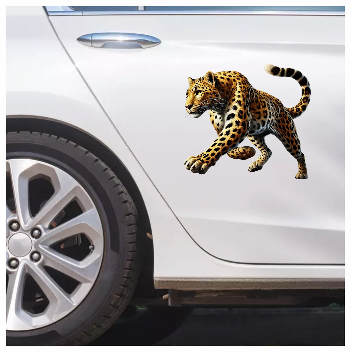 Golden Leopard Walking Forward With Strength Vinyl Sticker Decal