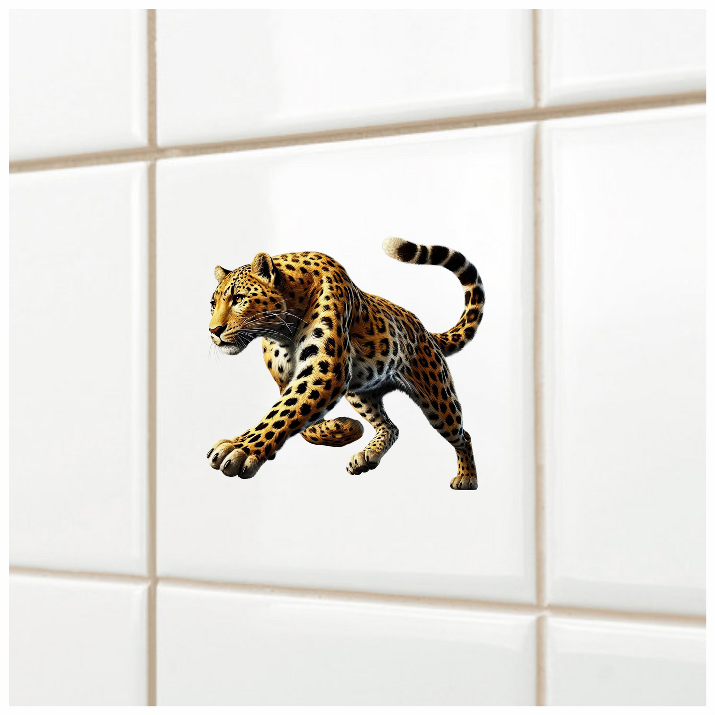 Golden Leopard Walking Forward With Strength Vinyl Sticker Decal