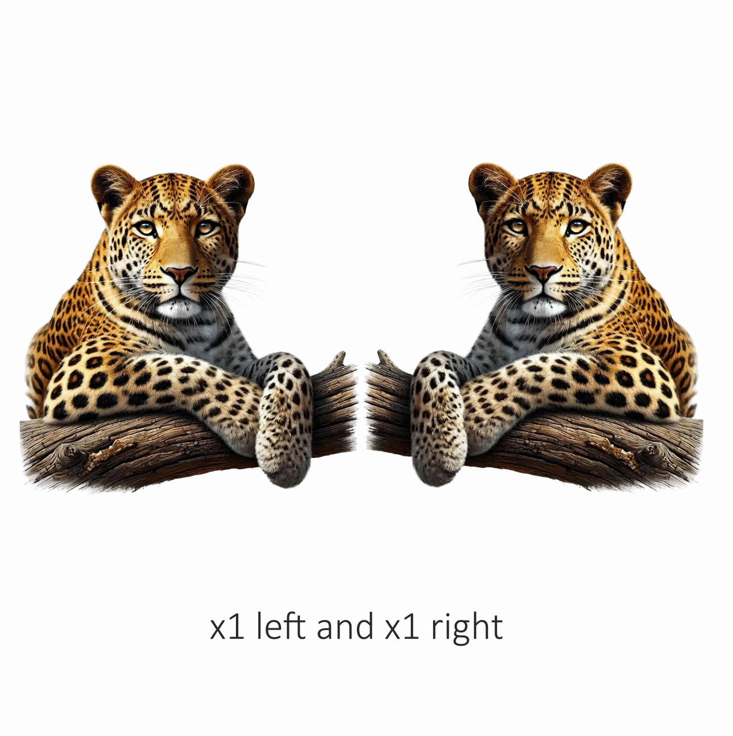 Golden Leopard Resting On Wooden Log Vinyl Sticker Decal
