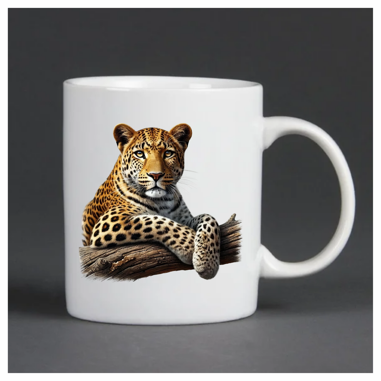 Golden Leopard Resting On Wooden Log Vinyl Sticker Decal