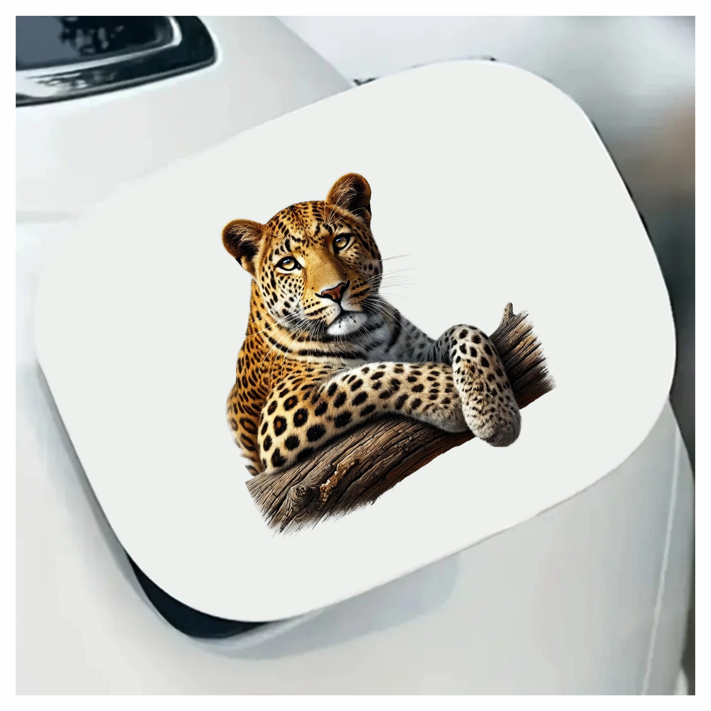 Golden Leopard Resting On Wooden Log Vinyl Sticker Decal