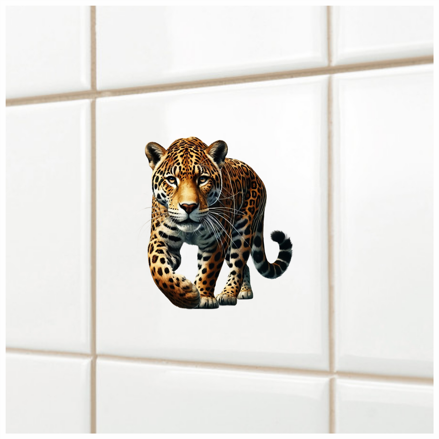 Brown Jaguar Walking Forward Strong Vinyl Sticker Decal