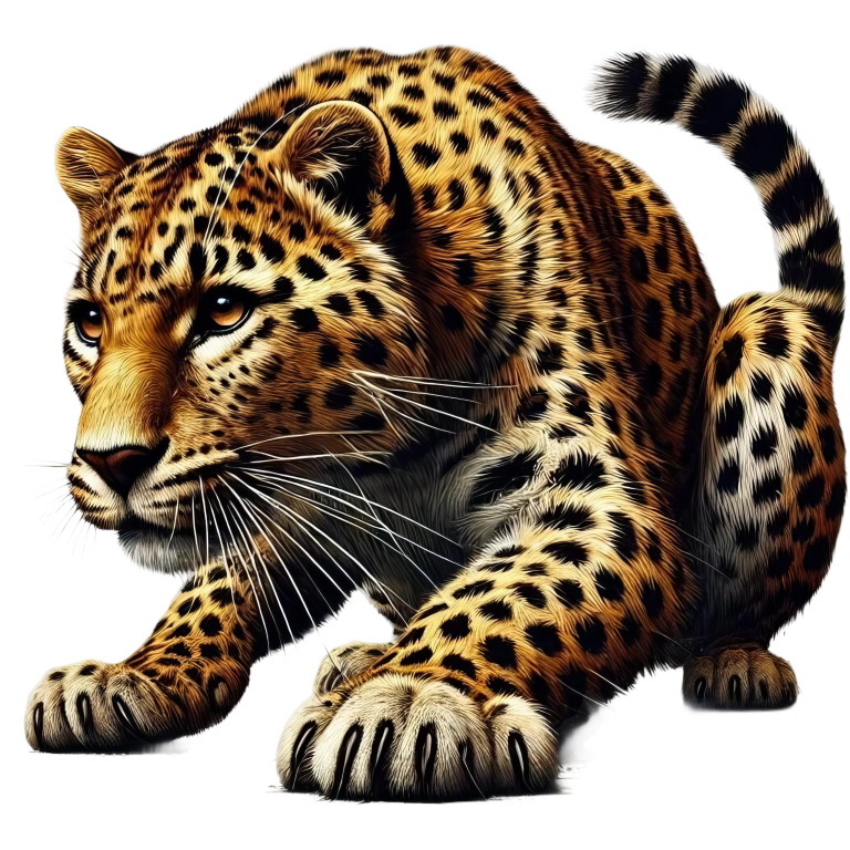 Golden Leopard Crouching Low Ready Stance Vinyl Sticker Decal