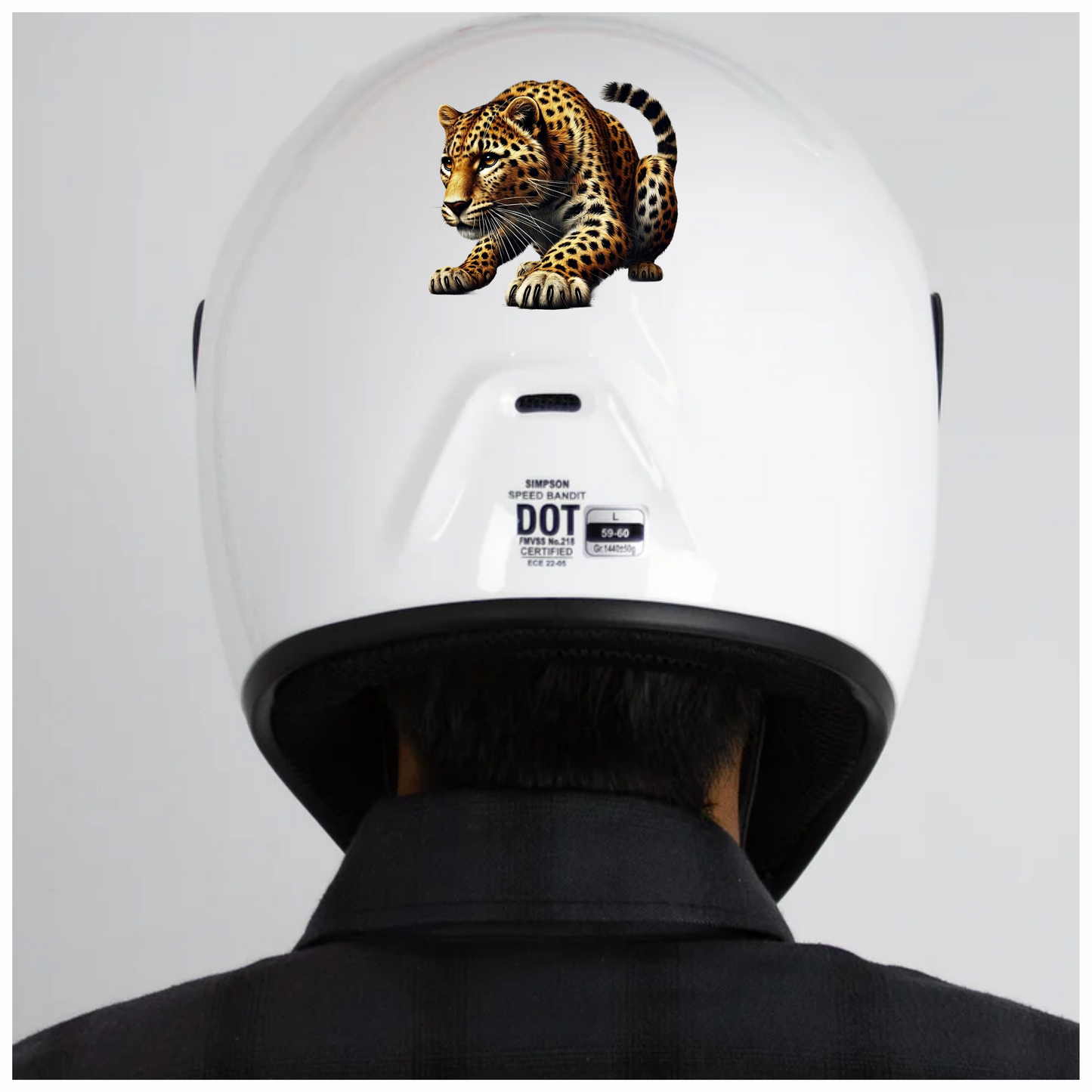 Golden Leopard Crouching Low Ready Stance Vinyl Sticker Decal