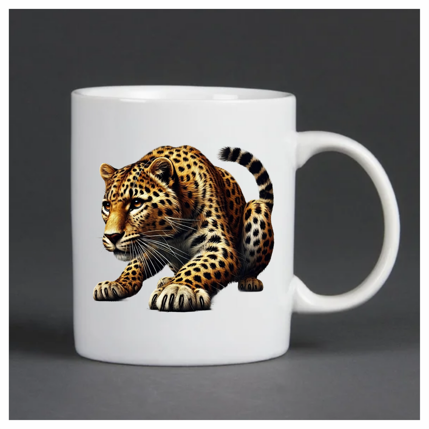 Golden Leopard Crouching Low Ready Stance Vinyl Sticker Decal