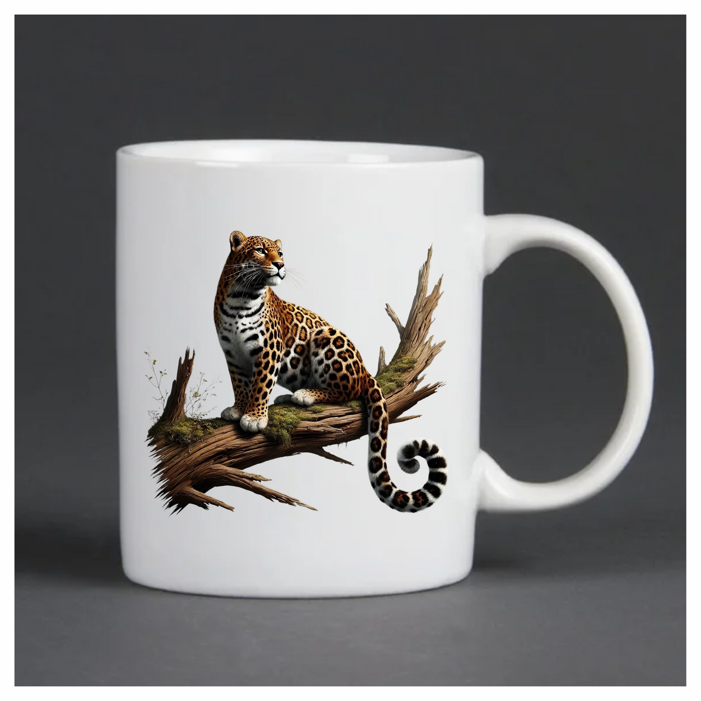 Golden Jaguar Sitting Alert On Branch Vinyl Sticker Decal