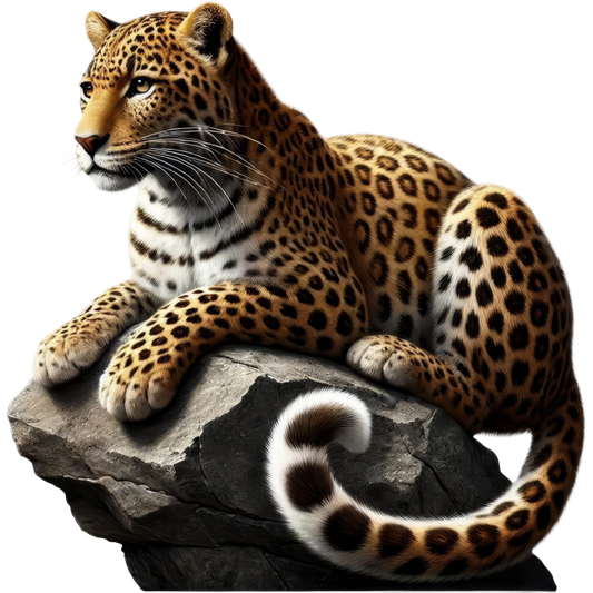 Golden Leopard Resting Calm On Rock Vinyl Sticker Decal