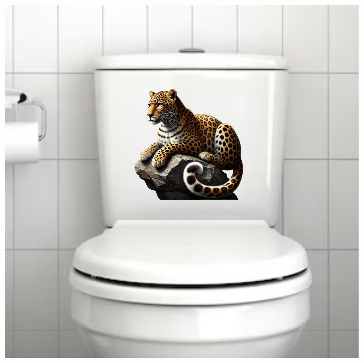 Golden Leopard Resting Calm On Rock Vinyl Sticker Decal