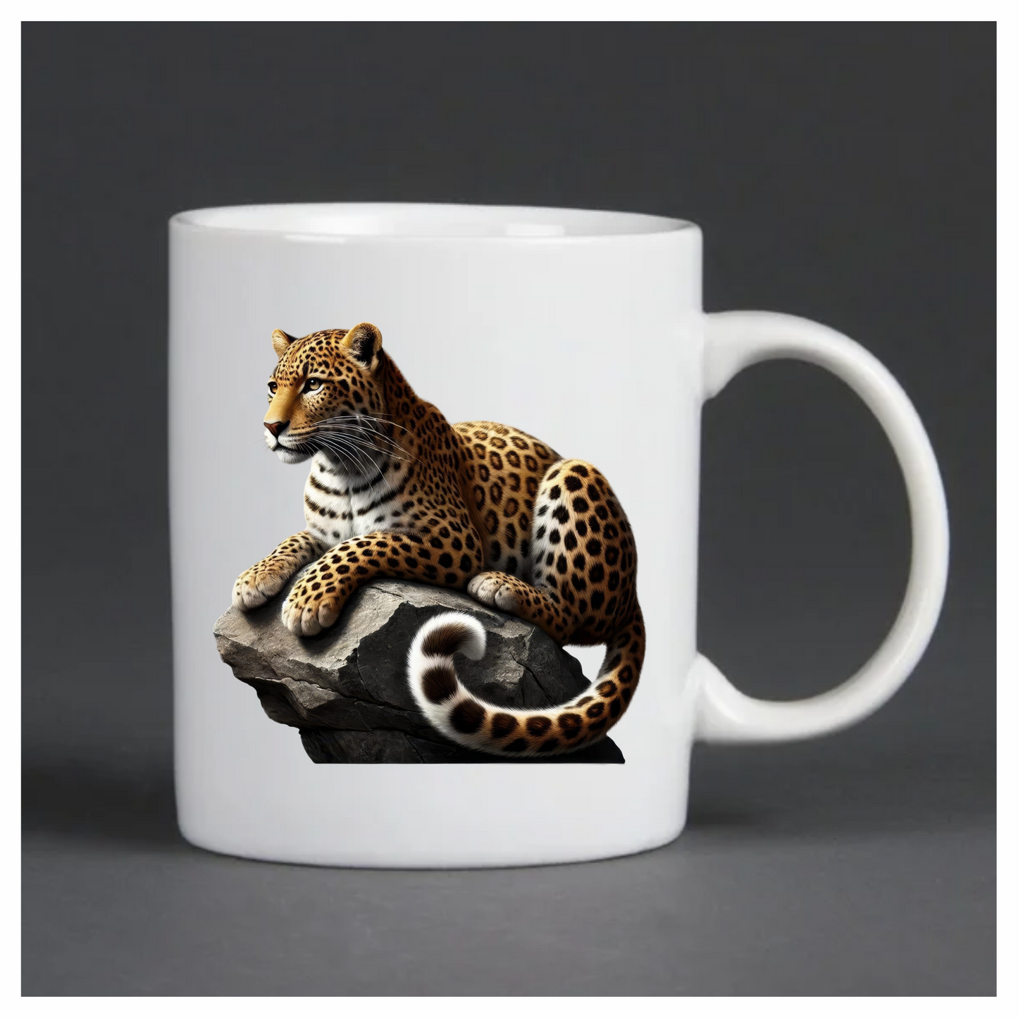 Golden Leopard Resting Calm On Rock Vinyl Sticker Decal