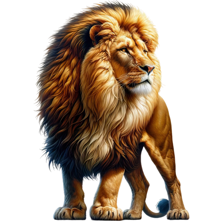 Golden Lion Standing Proud With Mane Vinyl Sticker Decal