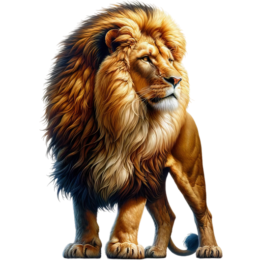 Golden Lion Standing Proud With Mane Vinyl Sticker Decal