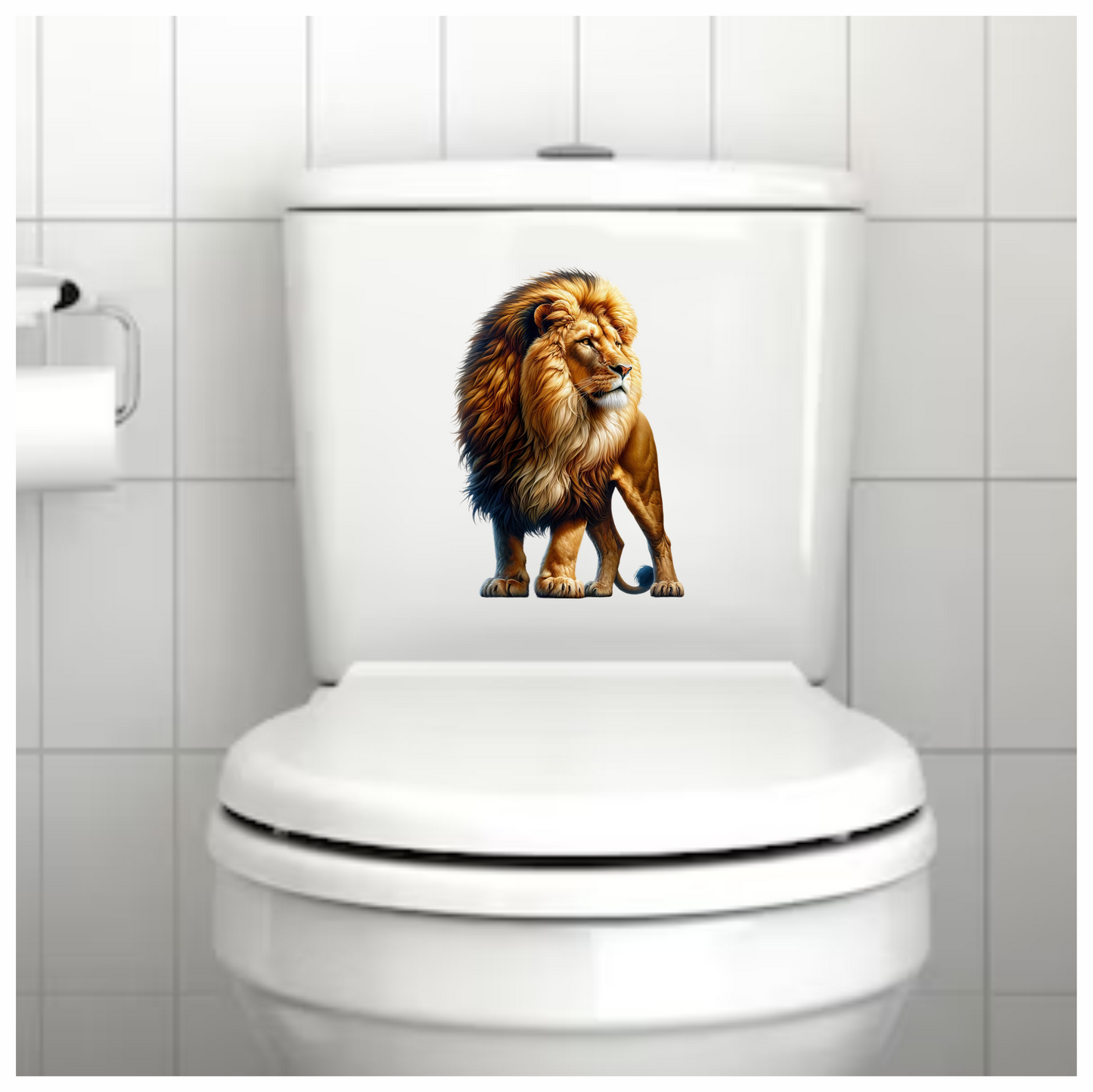 Golden Lion Standing Proud With Mane Vinyl Sticker Decal