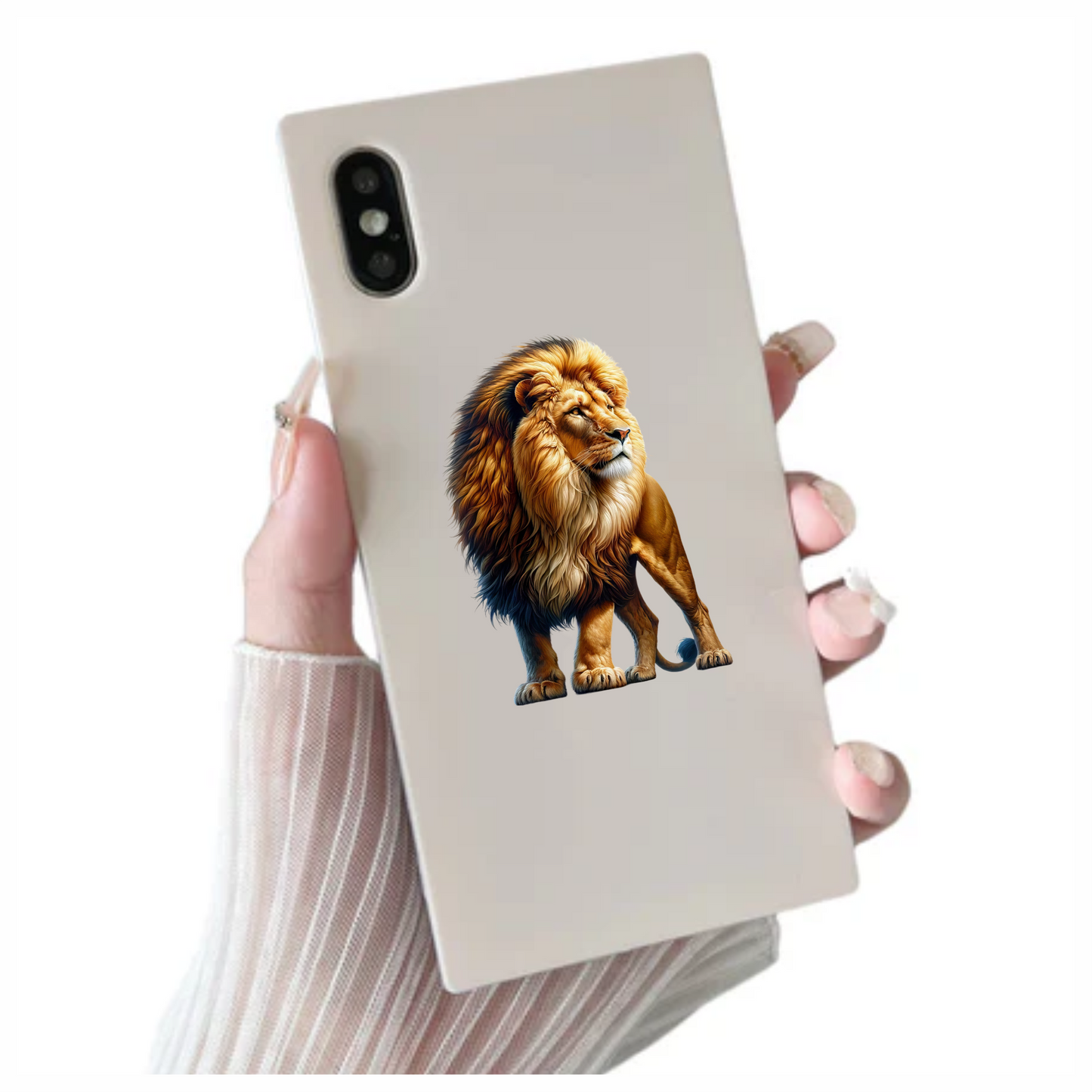 Golden Lion Standing Proud With Mane Vinyl Sticker Decal