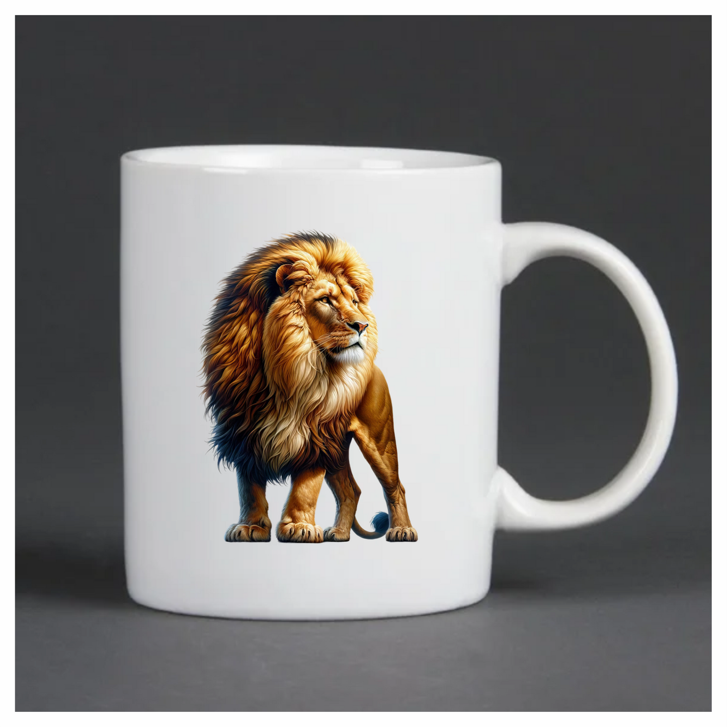 Golden Lion Standing Proud With Mane Vinyl Sticker Decal