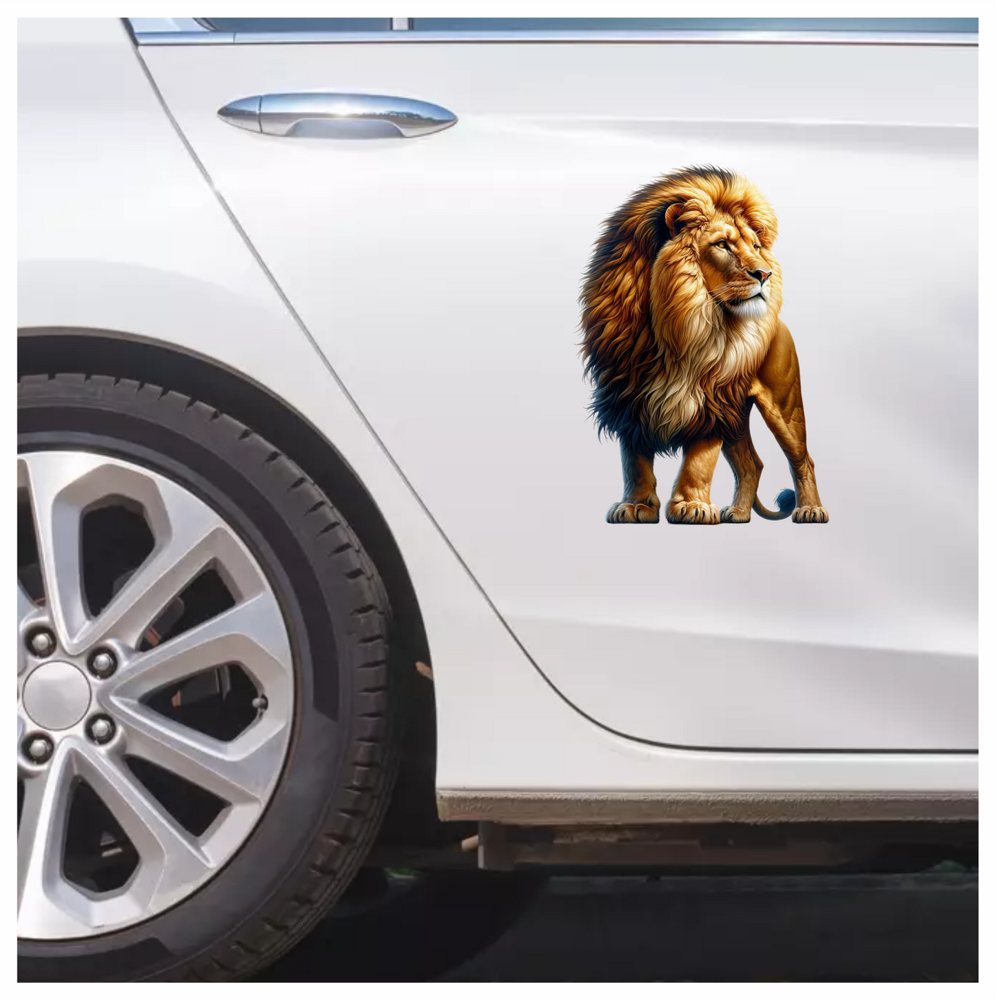 Golden Lion Standing Proud With Mane Vinyl Sticker Decal
