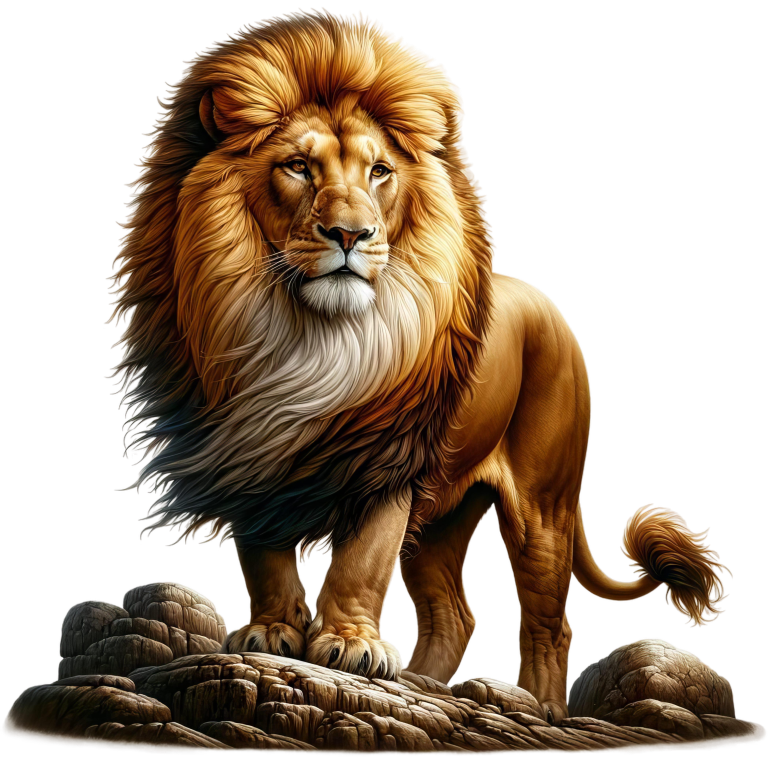 Golden Lion Standing Strong On Rocks Vinyl Sticker Decal