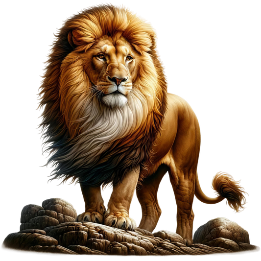 Golden Lion Standing Strong On Rocks Vinyl Sticker Decal