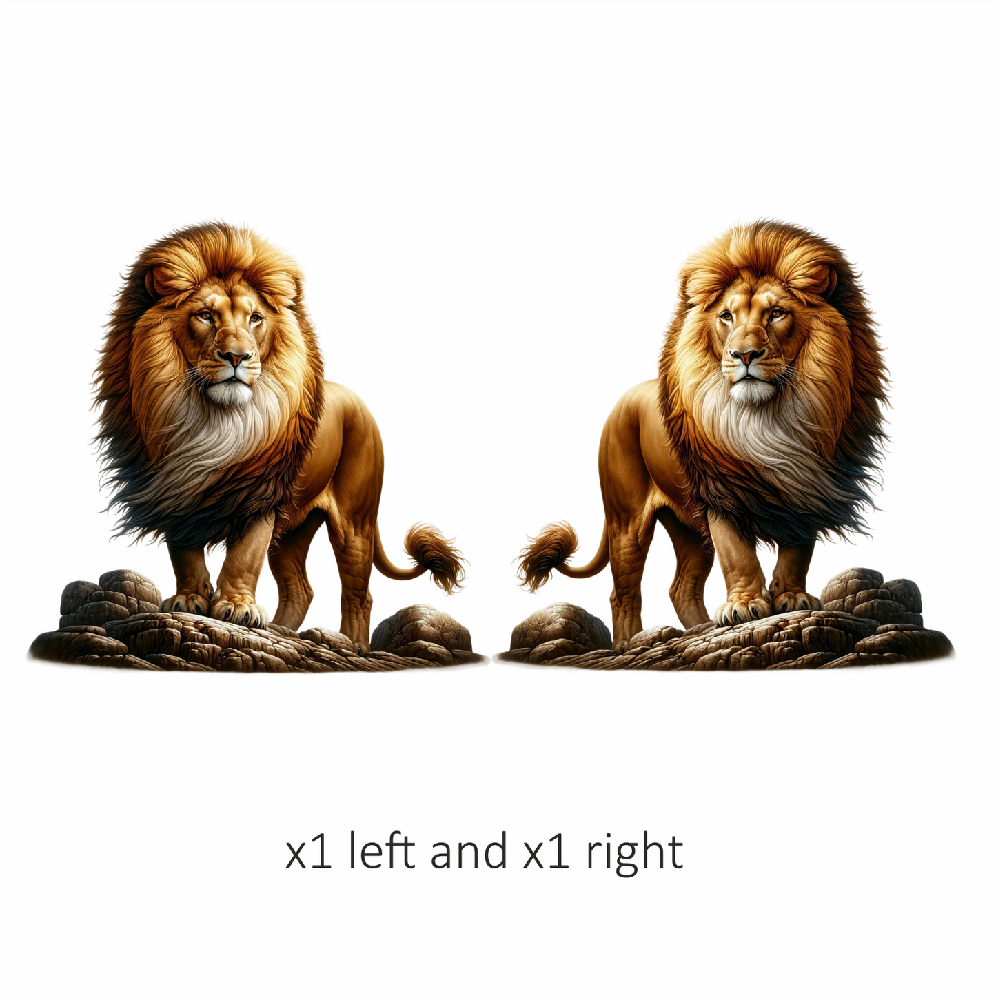 Golden Lion Standing Strong On Rocks Vinyl Sticker Decal