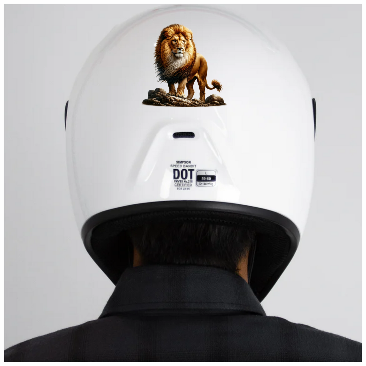 Golden Lion Standing Strong On Rocks Vinyl Sticker Decal