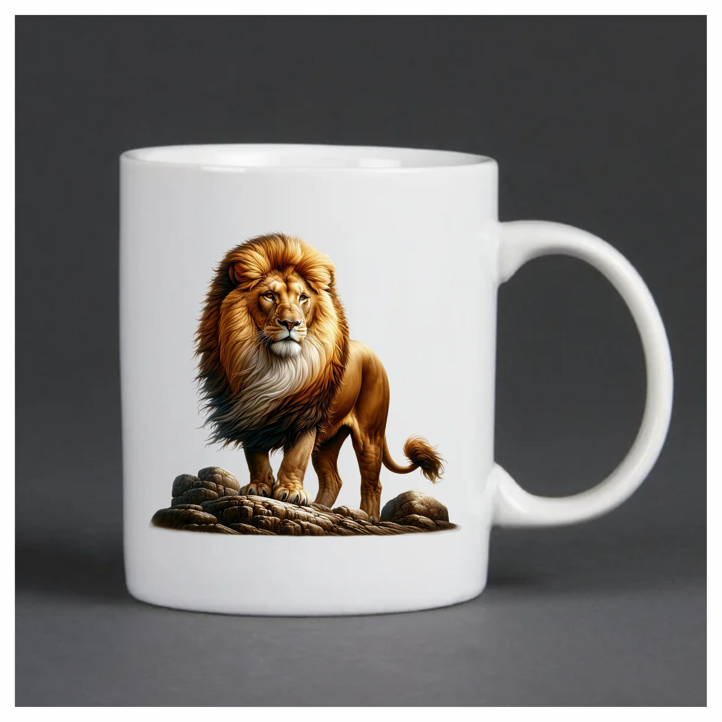 Golden Lion Standing Strong On Rocks Vinyl Sticker Decal