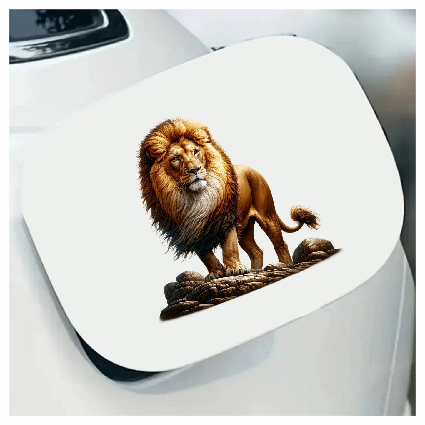 Golden Lion Standing Strong On Rocks Vinyl Sticker Decal