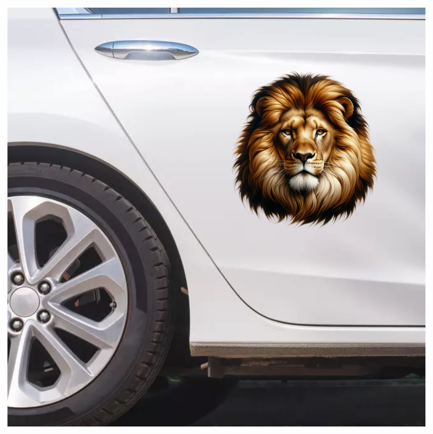 Brown Lion Face Portrait Realistic Vinyl Sticker Decal