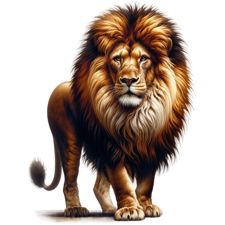Golden Lion Standing Tall With Mane Vinyl Sticker Decal