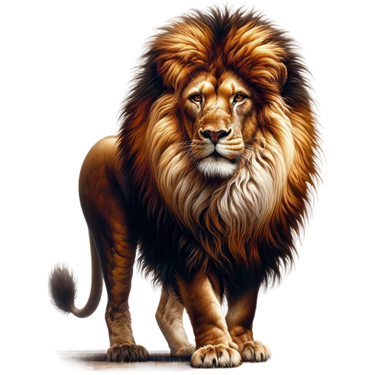 Golden Lion Standing Tall With Mane Vinyl Sticker Decal
