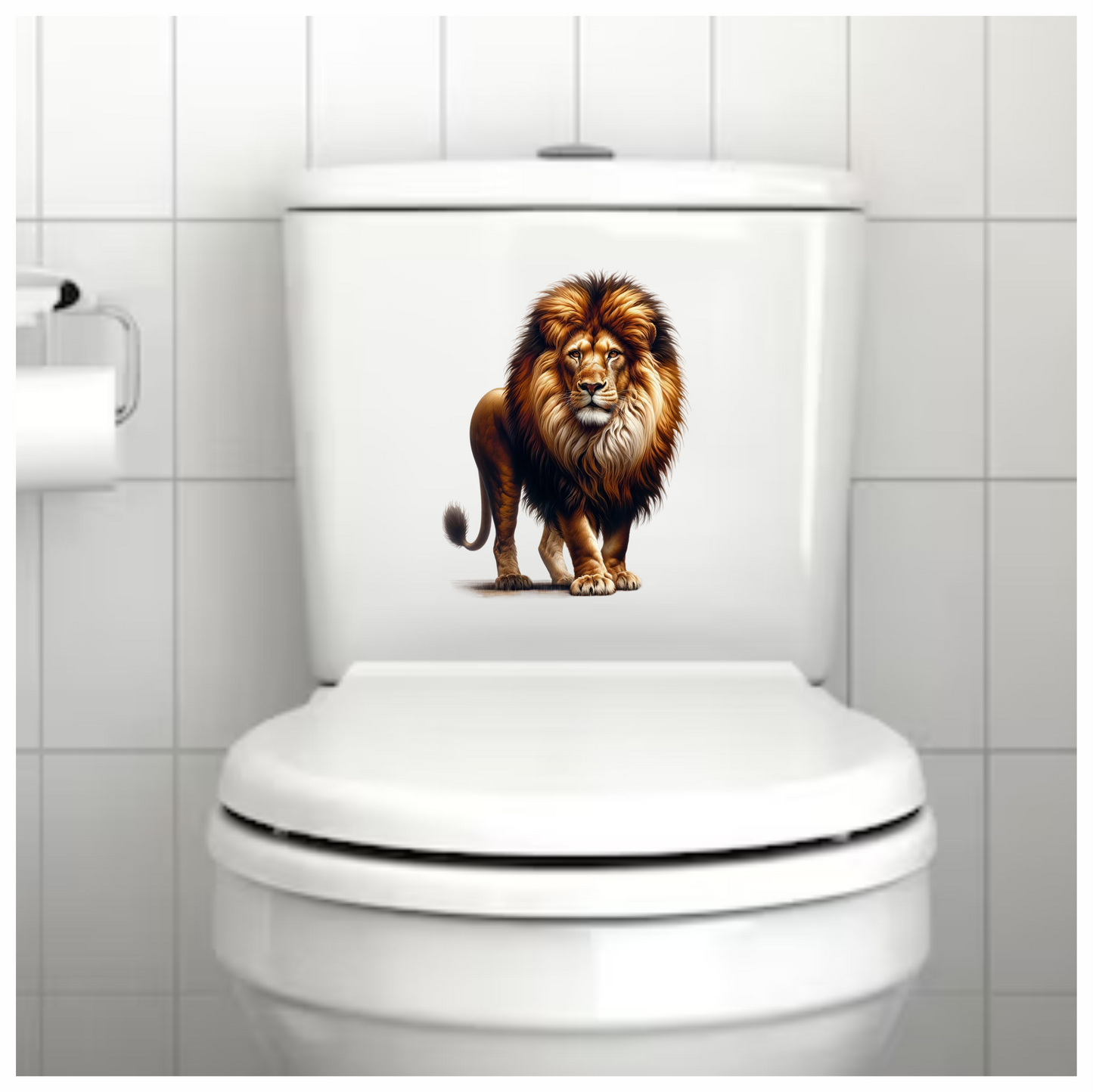 Golden Lion Standing Tall With Mane Vinyl Sticker Decal