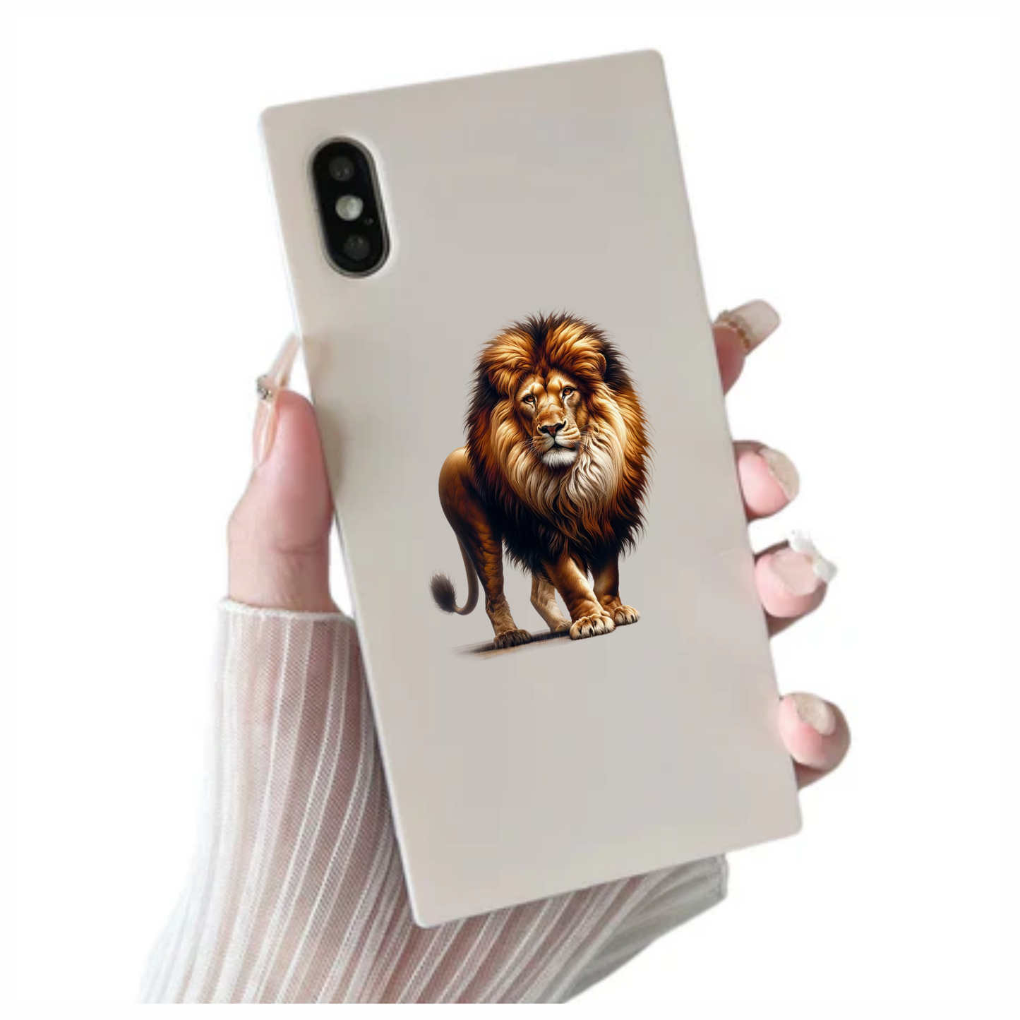 Golden Lion Standing Tall With Mane Vinyl Sticker Decal