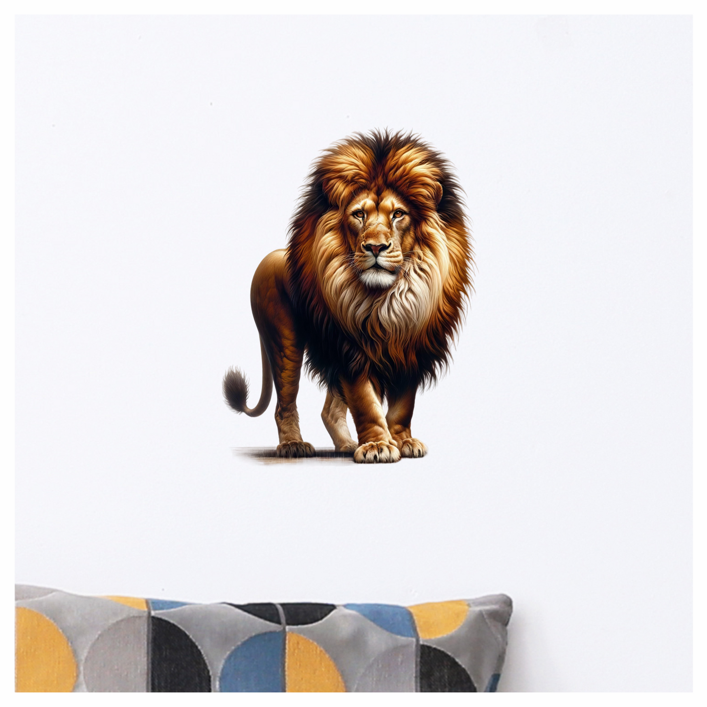 Golden Lion Standing Tall With Mane Vinyl Sticker Decal