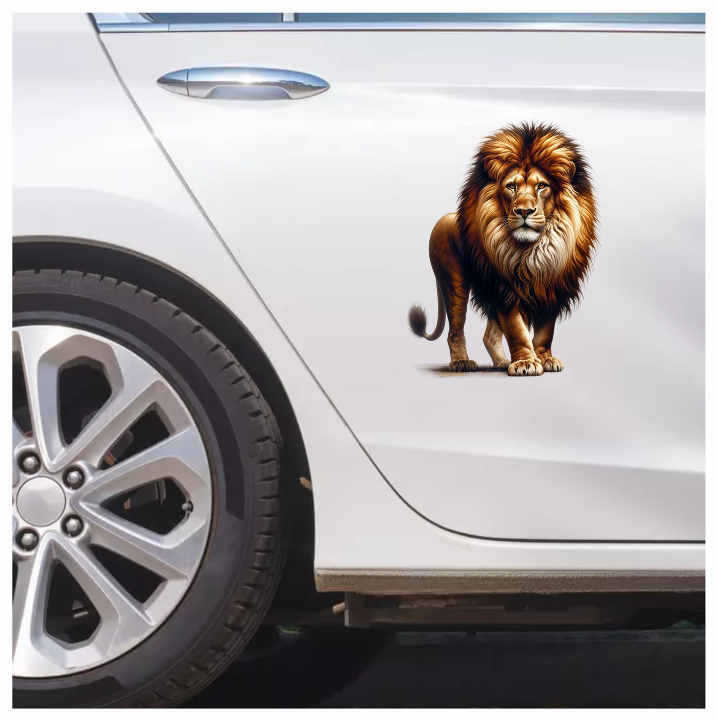 Golden Lion Standing Tall With Mane Vinyl Sticker Decal