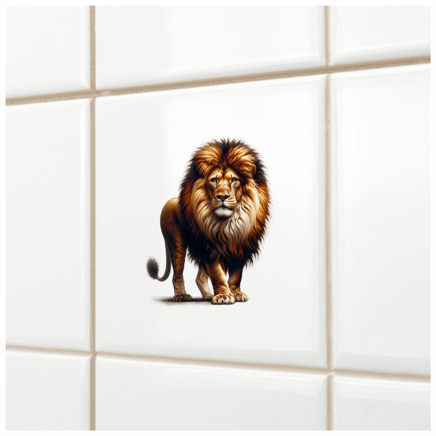 Golden Lion Standing Tall With Mane Vinyl Sticker Decal