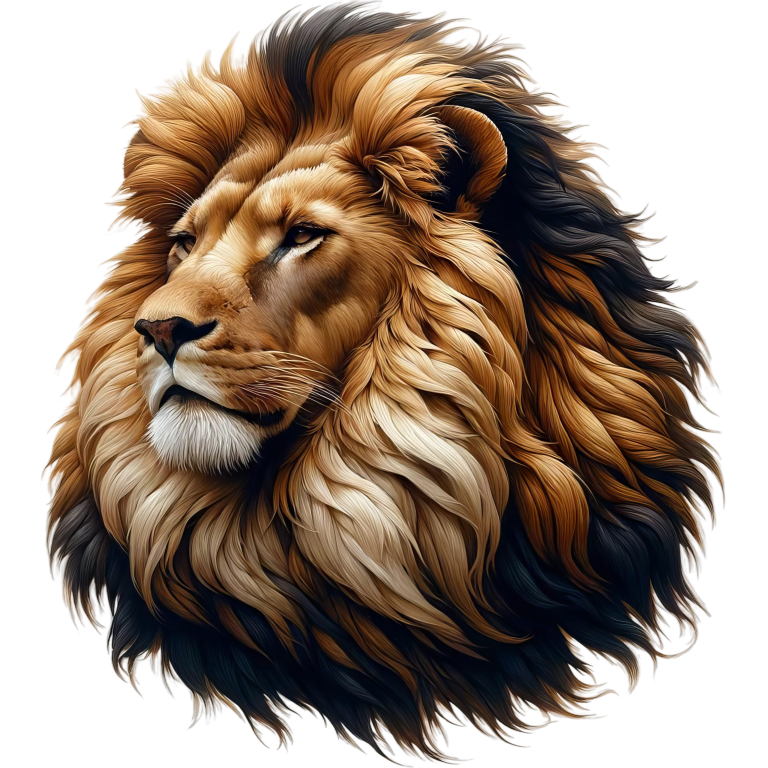Golden Lion Head With Large Mane Vinyl Sticker Decal