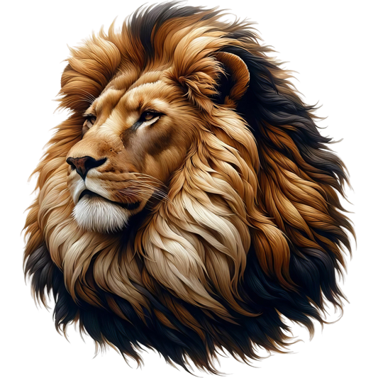 Golden Lion Head With Large Mane Vinyl Sticker Decal
